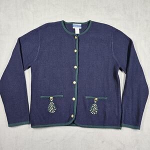 Vintage Pendleton Sweater Womens S 100% Merino Wool Button Pocket Cardigan Blue